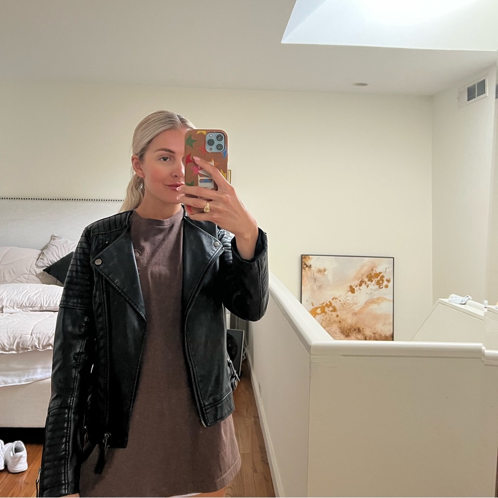 Topshop black leather jacket